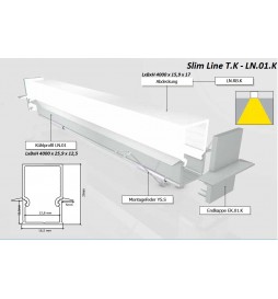 PGS Profilo Led Slim Line LN.00 Alluminio 4m Cover Opale