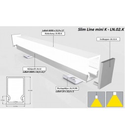 PGS Profilo Led Slim Line LN.00 Alluminio 4m Cover Opale