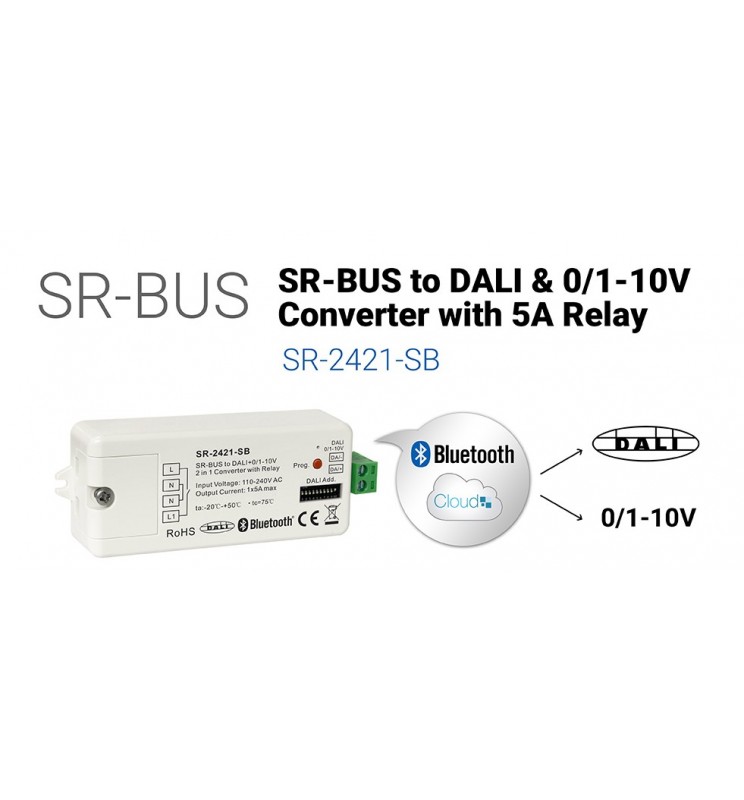 SR-BUS-BLE DALI & 0-10V Converter 5A Relay (Bluetooth)