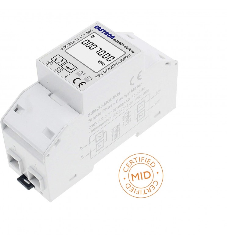 MID Smart Meter SDM 230 Monofase Interfaccia Modbus RTU Max 100A Inserzione Diretta