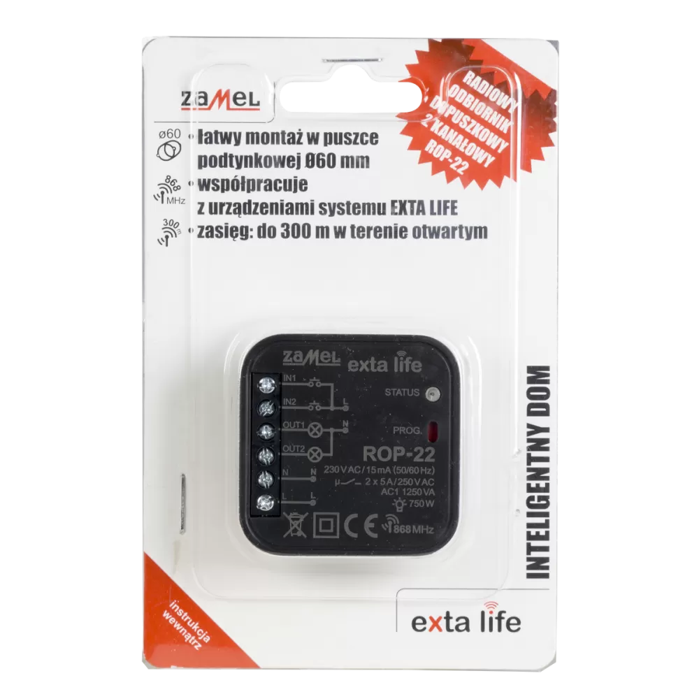 Ricevitore Radio Incasso 2 Canali ROP-22 Zamel EXTA LIFE 868 MHz Bidirezionale