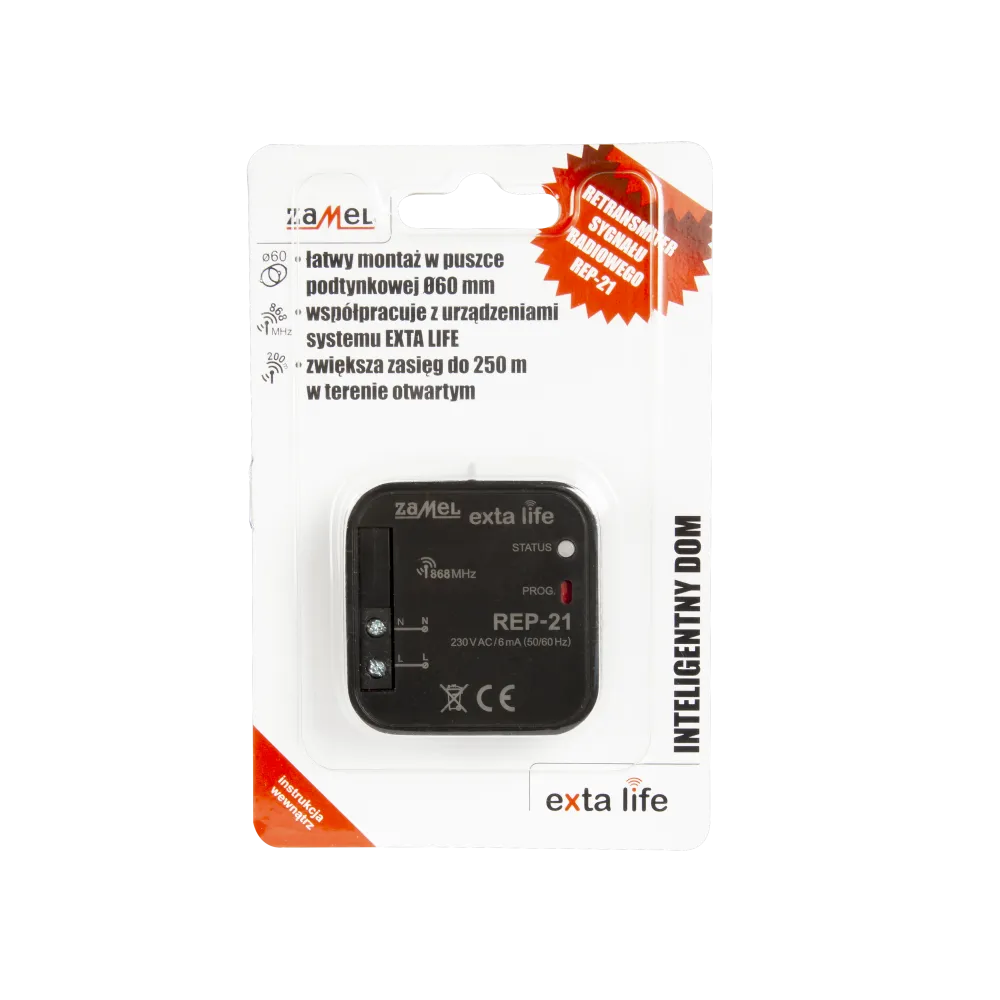 Amplificatore Segnale Smart Home Zamel EXTA LIFE REP-21 RF 868 MHz — Retransmiter