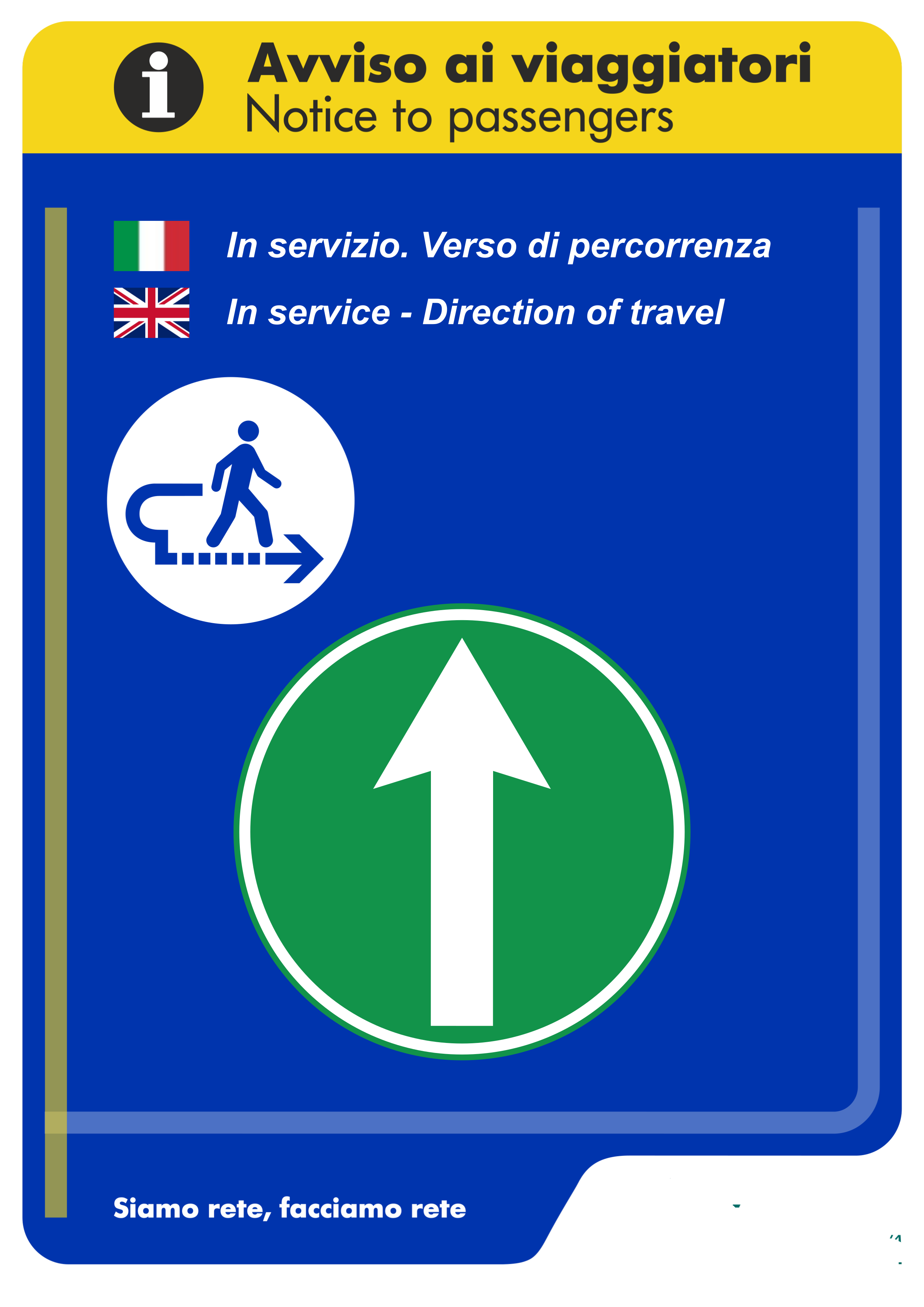 Cartellone digitale in modalità servizio regolare, direzione di percorrenza normale
